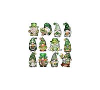 (As show, One size) Wooden Gnome Ornaments, 24 PCS St. Patrick's Day Decorations, Rustic Home Decor for Irish Saint Pattys Day Party Supplies