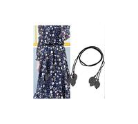 (As show, One size) Woven tie rope, leaf sequin dress chain (black), belt gift belt, women's Bohemian woven bead thin waist rope belt, self knotted belt