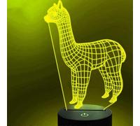 (As show, One size) XYC 3D Alpaca Night Light Table Desk Optical Illusion Lamps 7 Color Changing Lights LED Table Lamp Xmas Home Love Birthday Children Kids Decor Toy Gif