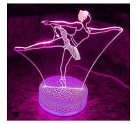 (As show, One size) XYC 3D Ballet Night Light Led Touch Switch Decor Table Desk Optical Illusion Lamps 7 Color Changing Lights LED Table Lamp Xmas Home Love Gift