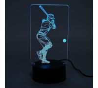 (As show, One size) XYC 3D Baseball Player Pattern Illusion Lamp 3D Night Light 7 Color Change Decor Lamp with Touch Switch Xmas Decoration USB Or Battery Powered