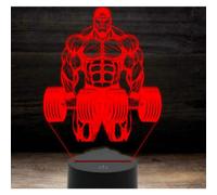 (As show, One size) XYC 3D Bodybuilding Gym Gymnastics Night Light Lamp Illusion Led 7 Color Changing Touch Switch Lamps Acrylic Flat ABS Base USB Cable Toy (Bus)