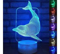 (As show, One size) XYC 3D Dolphin Night Light Table Desk Optical Illusion Lamps 7 Color Changing Lights LED Table Lamp Xmas Home Love Birthday Children Kids Decor Toy Gi