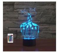 (As show, One size) XYC 3D Giraffe Remote Control 16 Color Night Lights Illusion Acrylic LED Table Bedside Lamp Children Bedroom Desk Decor Birthday Gifts Toy for Kids