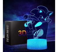 (As show, One size) XYC 3D Hedgehog Anime Night Light -LED Illusion Lamp 16 Color Change Decor Table Lamp with Remote Control, Creative Birthday Christmas Gifts for Boys