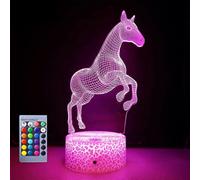 (As show, One size) XYC 3D Horse Night Light Table Desk Optical Illusion Lamps 16 Color Changing Lights LED Table Lamp Xmas Home Love Birthday Children Kids Decor Toy Gif