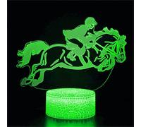 (As show, One size) XYC 3D Horse Racing Night Light Table Desk Optical Illusion Lamps 7 Color Changing Lights LED Table Lamp Xmas Home Love Birthday Children Toy Gift