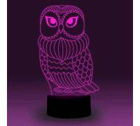 (As show, One size) XYC 3D Illusion Lamp Owl Eagle Bird Crane Pattern Bedroom Night Lamp Room Decor LED Night Light Holiday Birthday Gift (Black Base with Remote, Owl-2)