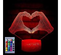 (As show, One size) XYC 3D Love Heart Night Light Table Desk Optical Illusion Lamps 16 Color Changing Lights LED Table Lamp Xmas Home Love Birthday Children Kids Toy Gift