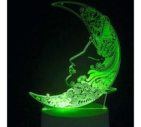 (As show, One size) XYC 3D Moon Night Light Table Desk Optical Illusion Lamps 7 Color Changing Lights LED Table Lamp Xmas Home Love Birthday Children Kids Decor Toy Gift