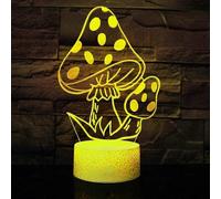 (As show, One size) XYC 3D Mushroom Night Light led Lamp Illusion 7 Color Changing Touch Switch Table Desk Decoration Lamps Birthday Gift Acrylic Base USB Cable Toy