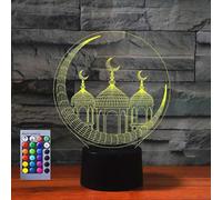 (As show, One size) XYC 3D Muslim Castle Night Light Table Desk Optical Illusion Lamps 16 Color Changing Lights LED Table Lamp Xmas Home Love Birthday Gift