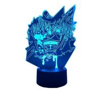 (As show, One size) XYC 3D Night Light Anime Ken Kaneki Figure Acrylic LED Illusion Lamp for Bedroom Decor Table Lamp USB 7/16 Colors Remote Control Touch Switch