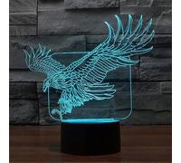 (As show, One size) XYC 3D Owl Eagle Night Light Lamp Illusion Night Light 7 Color Changing Touch Switch Table Desk Decoration Lamps Acrylic Flat ABS Base USB Cable Toy (