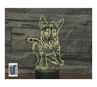 (As show, One size) XYC 3D Siberian Husky Remote Control 16 Color Night Lights Illusion Acrylic LED Table Bedside Lamp Children Bedroom Desk Decor Birthday Gifts Toy