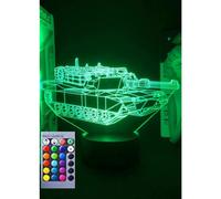 (As show, One size) XYC 3D Tank Night Light Table Desk Optical Illusion Lamps 16 Color Changing Lights LED Table Lamp Xmas Home Love Birthday Children Kids Decor Toy Gift