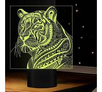(As show, One size) XYC 3D Tiger Night Light Table Desk Optical Illusion Lamps 7 Color Changing Lights LED Table Lamp Xmas Home Love Birthday Children Kids Decor Toy Gift
