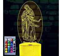 (As show, One size) XYC 3D Virgin Mary Night Light Table Desk Optical Illusion Lamps 16 Color Changing Lights LED Table Lamp Xmas Home Love Birthday Children Kids