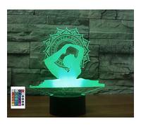 (As show, One size) XYC 3D Yoga Remote Control 16 Color Night Lights Illusion Acrylic LED Table Bedside Lamp Children Bedroom Desk Decor Birthday Gifts Toy for Kids