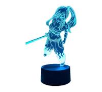 (As show, One size) XYC Anime Lamp Fairy Tail Erza Scarlet Figure 3D Illusion Light 7/16 Color Remote Touch Switch Bedroom Art Decor LED Night Light Birthday Xmas Gift