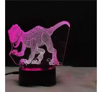 (As show, One size) XYC Baby Night Light 3D Bedroom Decor Illusion Lamp 3D Light Dinosaur Night Light Seven Color Touch LED Light Creative Gift Small Table Lamp