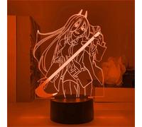 (As show, One size) XYC Chainsaw Man Acrylic 3D Night Light, Illusion Anime Lamp Bedroom Decor 7 Color Touch Control 16 Color Change NightLights Kids Gifts Christmas Gift
