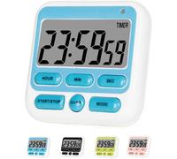 (As show, One size) XYC Digital Kitchen Timer, ON/Off Switch, 12/24 Hour Clock and Silent Timers,, Large LCD Display, Loud Alarm and Strong Magnet (Blue)