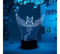 (As show, One size) XYC Happy Fairy Tail Anime Lamp Figure Night Light, 16 Color RGB LED Remote, 3D Anime Room Dcor Gift for Otaku
