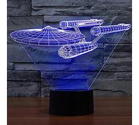 (As show, One size) XYC Night Lights 3D Optical Illusion Multi-Colored Change Touch Controlled Desk Lamp Battleship Bedside Lamp Christmas Gifts and Birthday Gifts