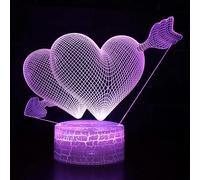 (As show, One size) XYC Romantic 3D Night Light Lamp, 3D Heart Lamp Heart Night Light with Remote Touch 16 Colors Changing Bedroom Decor 3D Optical Illusion Night Lamp
