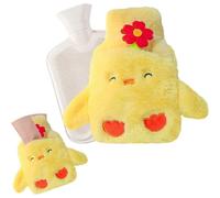 (As show, One size) Yellow Plush Hot Water Bottle,Cartoon Fluffy Hot Water Bottle, Hot Water Bottle with Cover,Hot Water Bottle ,Mini Hot Water Bottle,Mini Silicone Hot W