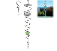 (As show, Purple) Gazing Ball Spiral Tail Wind Spinner Stabilizer, Hanging Crystals Gazing Ball Windbell, Indoor Outdoor Garden Decoration