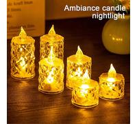 (As show, S) 4Pcs Crystal Flameless Candle Lights LED Tealight Candles Battery-Operated Twinkling Light Fake Candles for Weddings Home Decor
