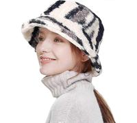 (As show, Solid-2-white) Winter Bucket Hat Fluffy Faux Fur Fisherman Plush Warm Hats Cute Fuzzy Bucket Hat for Women Premium