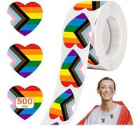 (As show, Square) 500pcs LGBTQ Pride Stickers, Rainbow LGBTQ Stickers, Colorful Progress Gay Bisexual Lesbians Stickers Self Adhesive