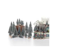 (As show, White) 24x Mini Christmas Tree Fake Pine Tree Mini Sisal Bottle Brush Snow Frost Tree