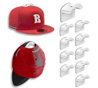(As show, White) Wall Baseball Cap Holder - 10 Pcs Hat Hanger Organiser A