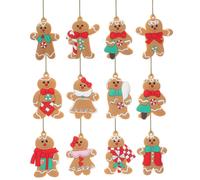 (As Shown 1, One size) 12pcs Christmas Gingerbread Man Hanging Ornament Xmas Tree Wreath Decoration