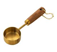 (As Shown 2, One size) Measure Spoon Refreshments Serving Wood Handle Spoon Snack Bowl Creative Stainless Steel Spoon
