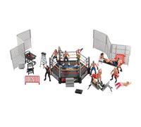 (As shown) "33-Piece Wrestling Playset for Kids, WWE Wrestler Warriors Toys with Ring & Realistic Accessories, Fun Miniature Fighting Figures"