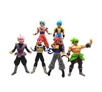 (As shown) 6 pcs Dragon Ball Z Figures Set: Super Saiyan Goku Son Blue Gokou Vegeta & Broly Action Figures