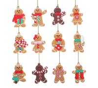 (As Shown, One size) 12pcs Christmas Gingerbread Man Hanging Ornament Xmas Tree Wreath Decoration