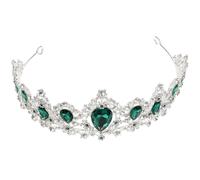 (As Shown, One size) Royal Crystal Tiara Wedding Crown Headpieces Bridal Hair Accessories (Silver Base, Red)