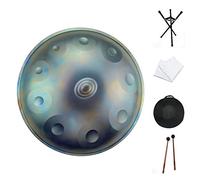 AS TEMAN Handpan Drum, Instrument in D Minor, 10 Notes, 22 Inch Steel Hand Drum with Soft Handpan Bag, 2 Handpan Mallets, Handpan Stand, Lint-Free Cloth, Star Blue