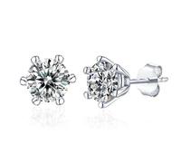 (as the picture, 0.5CT and 0.5CT) D Color 0.5 Ct 100% Moissanite Stud Earrings For Women Ear Studs 925 Silver White Gold Plated Jewelry Pass Diamond Test