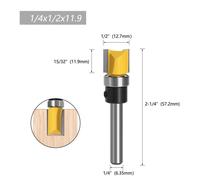(as the picture, 1/4*1/2*11.9) 1/4 Handle Woodworking Milling Tool: Double-Edged Bearing Profiling & Trimming Knife