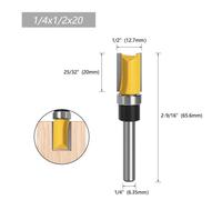 (as the picture, 1/4*1/2*20) 1/4 Handle Woodworking Milling Tool: Double-Edged Bearing Profiling & Trimming Knife