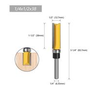 (as the picture, 1/4*1/2*38) 1/4 Handle Woodworking Milling Tool: Double-Edged Bearing Profiling & Trimming Knife