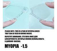 (as the picture, 1.5) Detachable Diving Mask Myopia Lens Diving Equipment Professional Swimming Scuba Snorkel Mask Lens Underwater 150-600 Optional