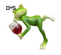 (as the picture, 1) Frog Ornament Resin Decorative Cartoon Animal Hand-Painted Sitting Lying Down Standing Frog Figurines Garden Home Decor